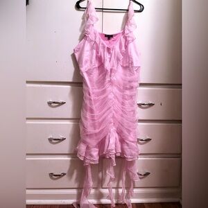 Woman’s princess pink  ruffle asymmetrical dress generation kiss Dollskill